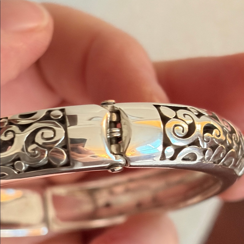 Brighton Silver and Black Enamel Clamper Bracelet #505 - Picture 4 of 9